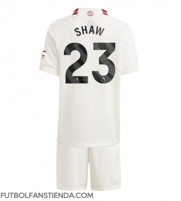Manchester United Luke Shaw #23 Tercera Equipación Niños 2023-24 Manga Corta (+ Pantalones cortos)